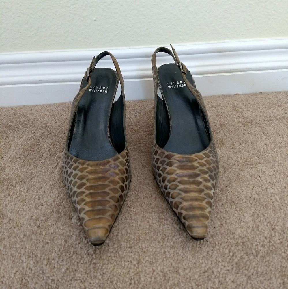 Stuart Weitzman Snakeskin Slingbacks
